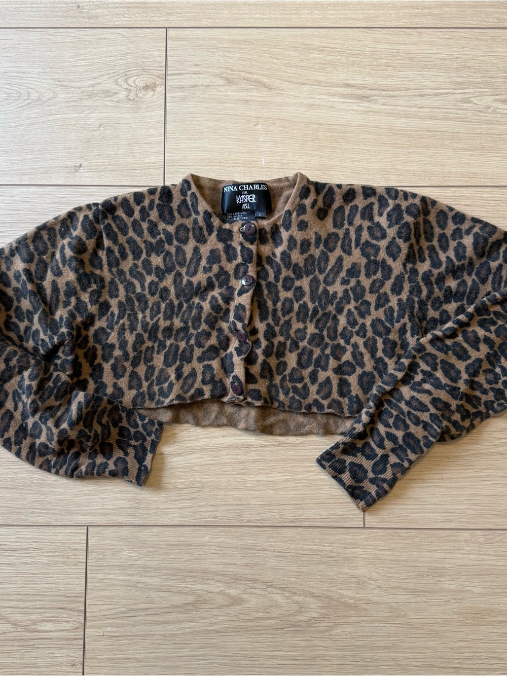 Nina Charles Leopard Print Cropped Cardigan - Brown/Black
